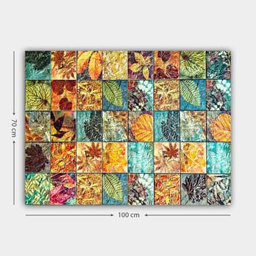Canvastavla 70x100 cm - Färgglad mosaik av olika löv i varierande nyanser och mönster - Grön / Orange / Gul - Inredning - Tavlor & posters - Canvastavla