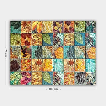 Canvastavla 70x100 cm - Färgglad mosaik av olika löv i varierande nyanser och mönster - Grön / Orange / Gul - Inredning - Tavlor & posters - Canvastavla