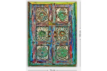 Canvastavla 70x100 cm - Färgglad och detaljerad dörr med intrikata sniderier och mönster - Grön / Blå / Röd - Inredning - Tavlor & posters - Canvastavla