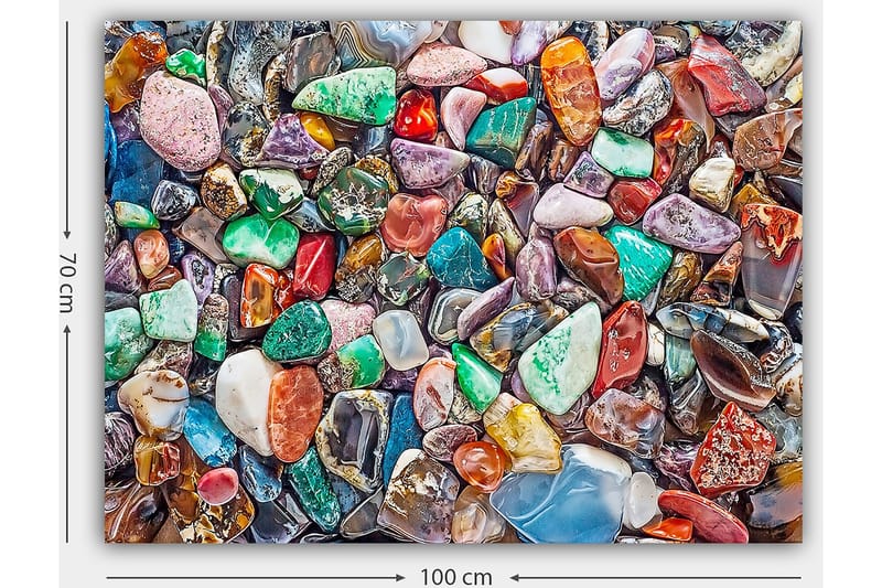 Canvastavla 70x100 cm - Färgglad samling av slipade stenar och ädelstenar - Grön / Röd / Lila - Inredning - Tavlor & posters - Canvastavla