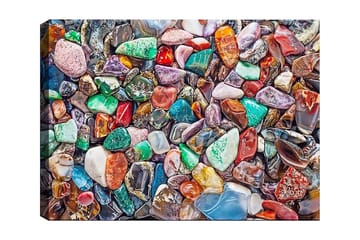 Canvastavla 70x100 cm - Färgglad samling av slipade stenar och ädelstenar - Grön / Röd / Lila - Inredning - Tavlor & posters - Canvastavla