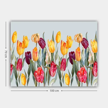 Canvastavla 70x100 cm - Färgglad samling av tulpaner i olika nyanser - Gul / Röd / Lila - Inredning - Tavlor & posters - Canvastavla