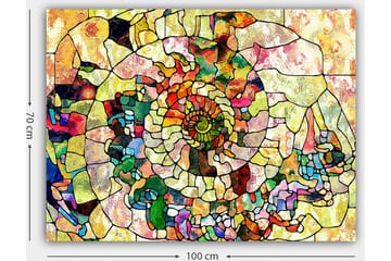 Canvastavla 70x100 cm - Färgglad snäcka med geometriska mönster och spiralformade detaljer - Grön / Röd / Gul - Inredning - Tavlor & posters - Canvastavla