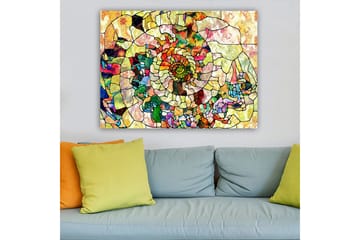 Canvastavla 70x100 cm - Färgglad snäcka med geometriska mönster och spiralformade detaljer - Grön / Röd / Gul - Inredning - Tavlor & posters - Canvastavla