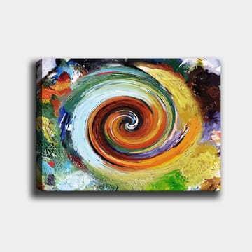 Canvastavla 70x100 cm - Färgglad virvel som skapar en känsla av rörelse och dynamik - Grön / Orange / Röd - Inredning - Tavlor & posters - Canvastavla