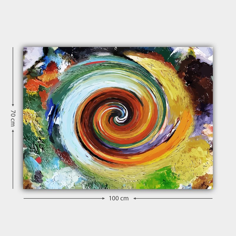 Canvastavla 70x100 cm - Färgglad virvel som skapar en känsla av rörelse och dynamik - Grön / Orange / Röd - Inredning - Tavlor & posters - Canvastavla