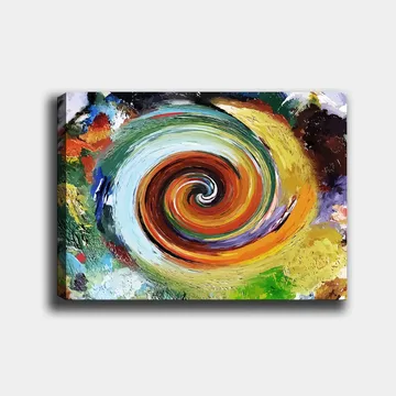 Canvastavla 70x100 cm - Färgglad virvel som skapar en känsla av rörelse och dynamik - Grön / Orange / Röd - Inredning - Tavlor & posters - Canvastavla
