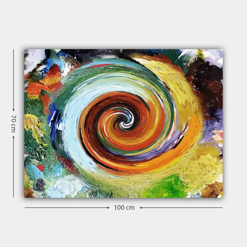 Canvastavla 70x100 cm - Färgglad virvel som skapar en känsla av rörelse och dynamik - Grön / Orange / Röd - Inredning - Tavlor & posters - Canvastavla