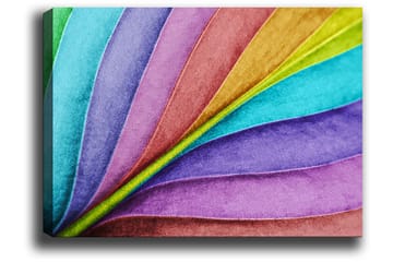 Canvastavla 70x100 cm - Färgglada, böljande blad i olika nyanser som skapar en dynamisk och livfull komposition - Turkos / Lila / Grön - Inredning - Tavlor & posters - Canvastavla