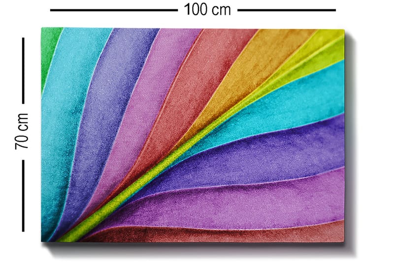 Canvastavla 70x100 cm - Färgglada, böljande blad i olika nyanser som skapar en dynamisk och livfull komposition - Turkos / Lila / Grön - Inredning - Tavlor & posters - Canvastavla