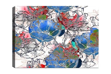 Canvastavla 70x100 cm - Färgglada blommor i en livlig komposition - Blå / Röd / Grön - Inredning - Tavlor & posters - Canvastavla