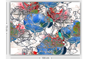 Canvastavla 70x100 cm - Färgglada blommor i en livlig komposition - Blå / Röd / Grön - Inredning - Tavlor & posters - Canvastavla