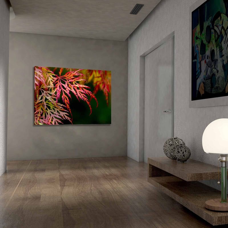 Canvastavla 70x100 cm - Färgglada lönnlöv i olika nyanser av rött och rosa - Röd / Rosa / Grön - Inredning - Tavlor & posters - Canvastavla