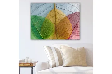 Canvastavla 70x100 cm - Färgglada löv i olika nyanser som skapar en harmonisk komposition - Grön / Röd / Gul - Inredning - Tavlor & posters - Canvastavla