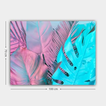 Canvastavla 70x100 cm - Färgglada tropiska blad i pastellnyanser - Ljusblå / Rosa - Inredning - Tavlor & posters - Canvastavla