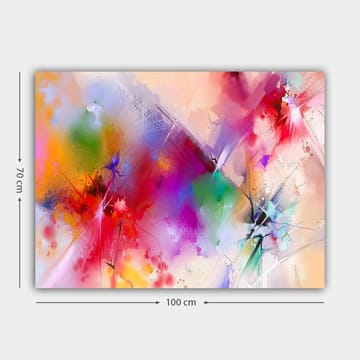 Canvastavla 70x100 cm - Färgsprakande abstrakt komposition med dynamiska former och livfulla färger - Röd / Lila / Grön - Inredning - Tavlor & posters - Canvastavla