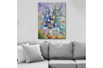 Canvastavla 70x100 cm - Färgsprakande blomsterbukett med en dynamisk komposition - Blå / Grön / Vit - Inredning - Tavlor & posters - Canvastavla