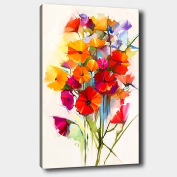Canvastavla 70x100 cm - Färgsprakande bukett med blommor i olika nyanser - Röd / Orange / Lila - Inredning - Tavlor & posters - Canvastavla