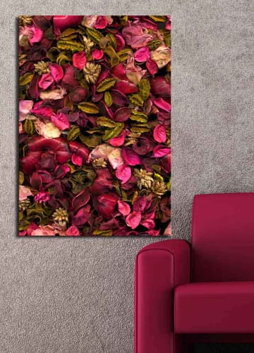Canvastavla 70x100 cm - Färgsprakande samling av torkade blommor och blad - Rosa / Grön / Brun - Inredning - Tavlor & posters - Canvastavla
