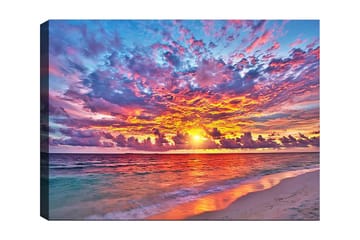 Canvastavla 70x100 cm - Färgsprakande solnedgång över havet med dramatiska moln - Lila / Orange / Blå - Inredning - Tavlor & posters - Canvastavla