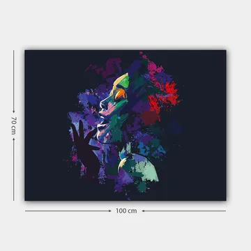 Canvastavla 70x100 cm - Färgstark och uttrycksfull porträtt av en kvinna som sjunger med passion - Lila / Grön / Röd - Inredning - Tavlor & posters - Canvastavla