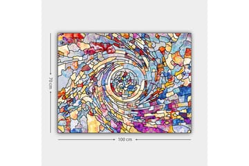 Canvastavla 70x100 cm - Färgstark spiral av abstrakta former som skapar en dynamisk rörelse - Blå / Röd / Gul - Inredning - Tavlor & posters - Canvastavla