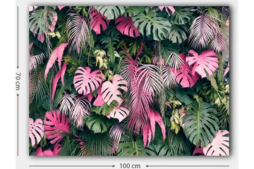 Canvastavla 70x100 cm - Frodig samling av tropiska växter med stora, färgglada blad - Grön / Rosa - Inredning - Tavlor & posters - Canvastavla
