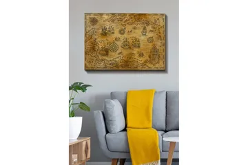 Canvastavla 70x100 cm - Gammal sjökortskarta med detaljerade illustrationer av fartyg och navigationssymboler - Guld / Brun - Inredning - Tavlor & posters - Canvastavla