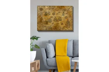 Canvastavla 70x100 cm - Gammal sjökortskarta med detaljerade illustrationer av fartyg och navigationssymboler - Guld / Brun - Inredning - Tavlor & posters - Canvastavla