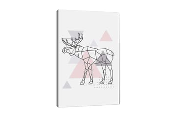 Canvastavla 70x100 cm - Geometrisk älg i polygonstil med trianglar - Grå / Rosa / Svart - Inredning - Tavlor & posters - Canvastavla
