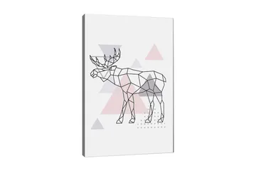 Canvastavla 70x100 cm - Geometrisk älg i polygonstil med trianglar - Grå / Rosa / Svart - Inredning - Tavlor & posters - Canvastavla