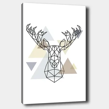 Canvastavla 70x100 cm - Geometrisk älghuvud i polygonal stil - Svart / Ljusgrå / Beige - Inredning - Tavlor & posters - Canvastavla