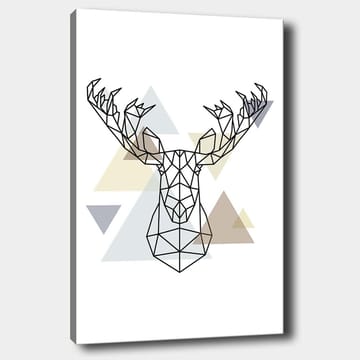 Canvastavla 70x100 cm - Geometrisk älghuvud i polygonal stil - Svart / Ljusgrå / Beige - Inredning - Tavlor & posters - Canvastavla