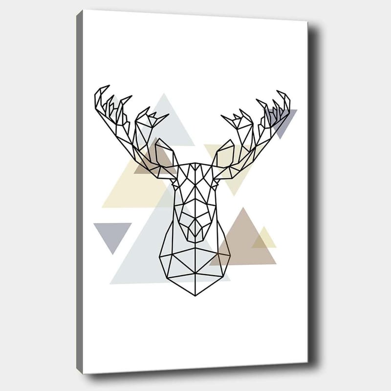 Canvastavla 70x100 cm - Geometrisk älghuvud i polygonal stil - Svart / Ljusgrå / Beige - Inredning - Tavlor & posters - Canvastavla