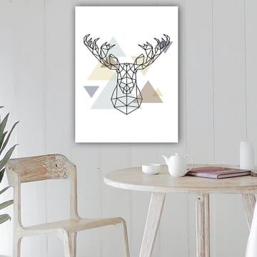 Canvastavla 70x100 cm - Geometrisk älghuvud i polygonal stil - Svart / Ljusgrå / Beige - Inredning - Tavlor & posters - Canvastavla