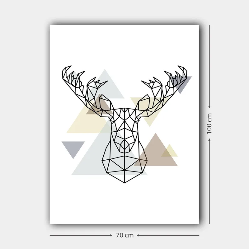 Canvastavla 70x100 cm - Geometrisk älghuvud i polygonal stil - Svart / Ljusgrå / Beige - Inredning - Tavlor & posters - Canvastavla
