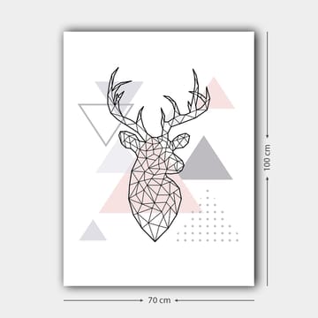 Canvastavla 70x100 cm - Geometrisk hjort i polygonstil omgiven av trianglar - Grå / Rosa / Svart - Inredning - Tavlor & posters - Canvastavla