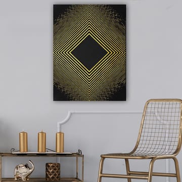 Canvastavla 70x100 cm - Geometrisk komposition med diagonala linjer som formar en diamant i guld mot en svart bakgrund - Guld / Svart - Inredning - Tavlor & posters - Canvastavla
