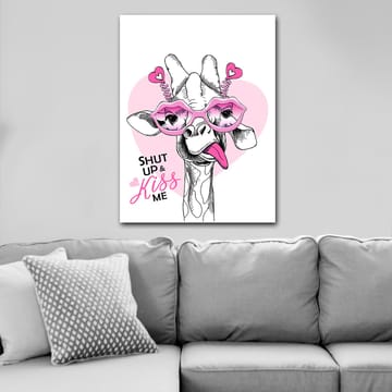 Canvastavla 70x100 cm - Giraff med stora rosa glasögon och en lekfull attityd - Rosa / Svart / Vitt - Inredning - Tavlor & posters - Canvastavla