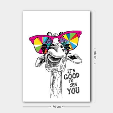 Canvastavla 70x100 cm - Glad giraff med färgglada solglasögon - Rosa / Gul / Grön - Inredning - Tavlor & posters - Canvastavla