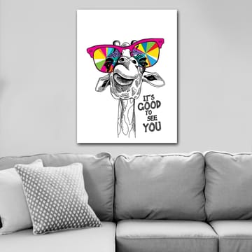 Canvastavla 70x100 cm - Glad giraff med färgglada solglasögon - Rosa / Gul / Grön - Inredning - Tavlor & posters - Canvastavla