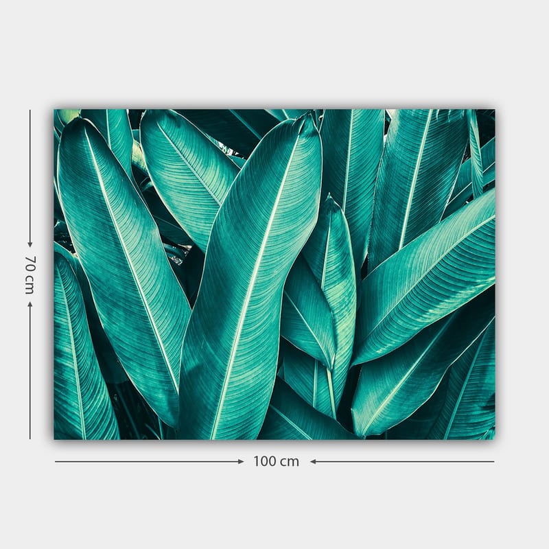 Canvastavla 70x100 cm - Grönskande bladverk i en harmonisk komposition - Turkos / Mörkgrön - Inredning - Tavlor & posters - Canvastavla