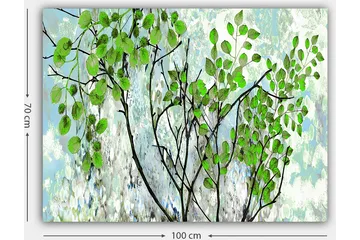 Canvastavla 70x100 cm - Grönskande grenar med livfulla löv i en harmonisk komposition - Grön / Svart / Ljusblå - Inredning - Tavlor & posters - Canvastavla