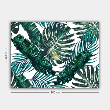 Canvastavla 70x100 cm - Grönskande palmblad i en livlig komposition - Mörkgrön / Ljusgrön / Gulgrön - Inredning - Tavlor & posters - Canvastavla
