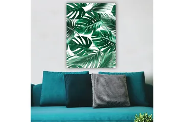 Canvastavla 70x100 cm - Grönskande palmblad i olika former och storlekar - Mörkgrön / Ljusgrön - Inredning - Tavlor & posters - Canvastavla