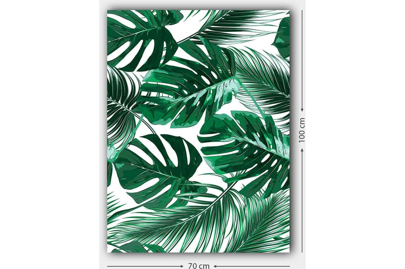 Canvastavla 70x100 cm - Grönskande palmblad i olika former och storlekar - Mörkgrön / Ljusgrön - Inredning - Tavlor & posters - Canvastavla