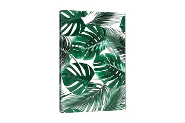 Canvastavla 70x100 cm - Grönskande palmblad i olika former och storlekar - Mörkgrön / Ljusgrön - Inredning - Tavlor & posters - Canvastavla