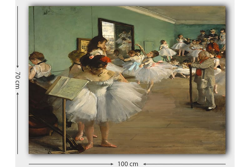 Canvastavla 70x100 cm - Grupp ballerinaer som övar i en danssal - Vit / Ljusblå / Grön - Inredning - Tavlor & posters - Canvastavla