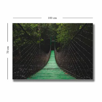 Canvastavla 70x100 cm - Hängbro som sträcker sig genom en grönskande skog - Grön / Svart - Inredning - Tavlor & posters - Canvastavla