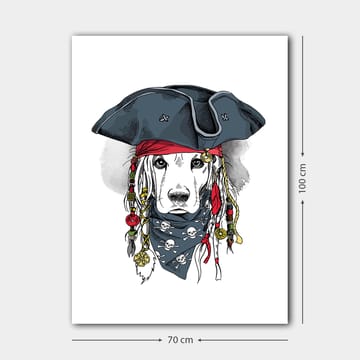 Canvastavla 70x100 cm - Hund klädd som pirat med hatt och bandana - Svart / Röd / Blå - Inredning - Tavlor & posters - Canvastavla